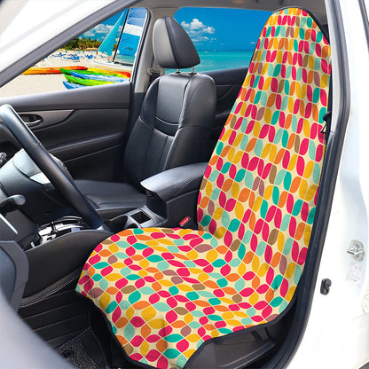 Retro Geometric Rounded Square Print Waterproof Car Seat Cover