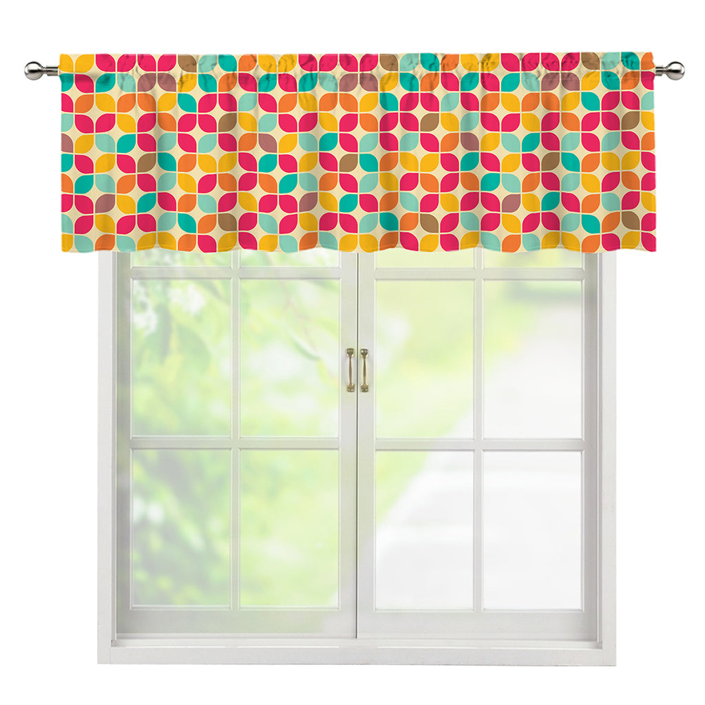 Retro Geometric Rounded Square Print Window Valance