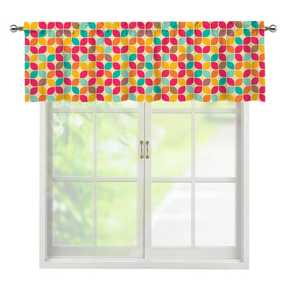 Retro Geometric Rounded Square Print Window Valance