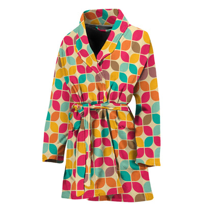 Retro Geometric Rounded Square Print Women's Bathrobe