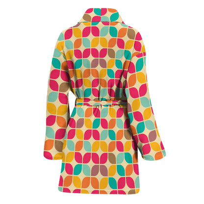 Retro Geometric Rounded Square Print Women's Bathrobe