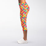Retro Geometric Rounded Square Print Women's Capri Leggings
