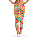 Retro Geometric Rounded Square Print Women's Leggings