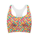 Retro Geometric Rounded Square Print Women's Sports Bra