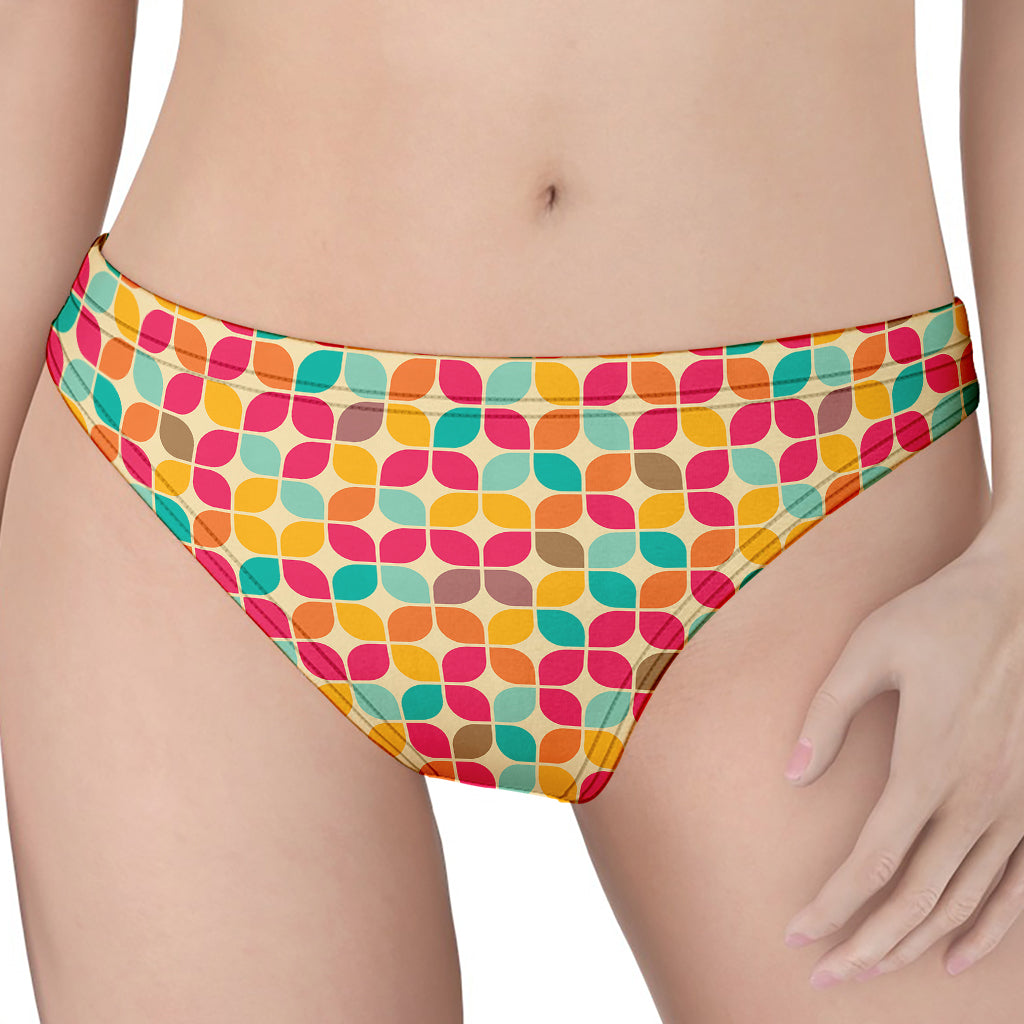 Retro Geometric Rounded Square Print Women's Thong