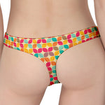 Retro Geometric Rounded Square Print Women's Thong