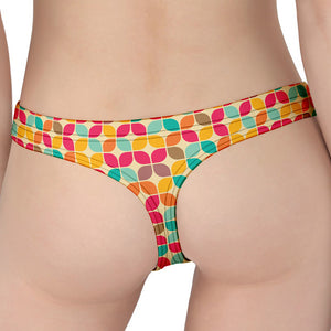 Retro Geometric Rounded Square Print Women's Thong