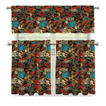 Retro Graffiti Pattern Print 3 Piece Kitchen Curtains