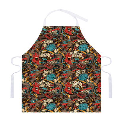 Retro Graffiti Pattern Print Adjustable Apron