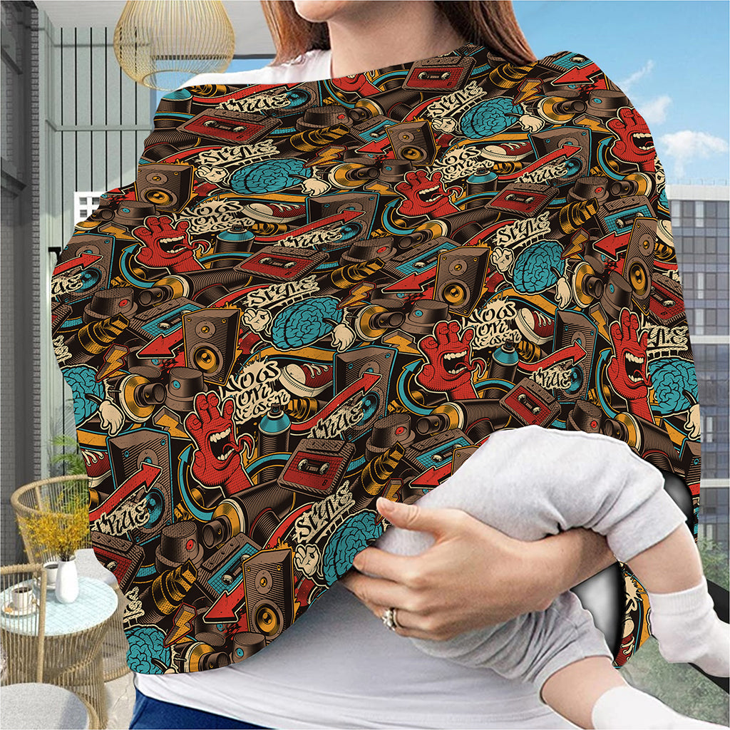Retro Graffiti Pattern Print Baby Seat Cover