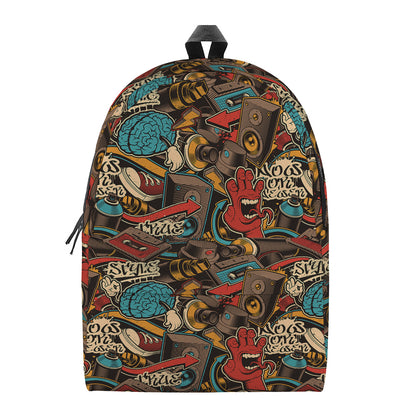Retro Graffiti Pattern Print Backpack
