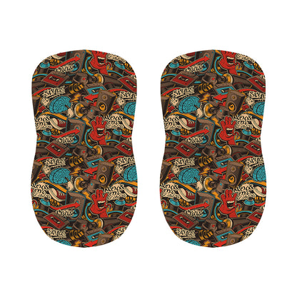 Retro Graffiti Pattern Print Bar Stool Covers
