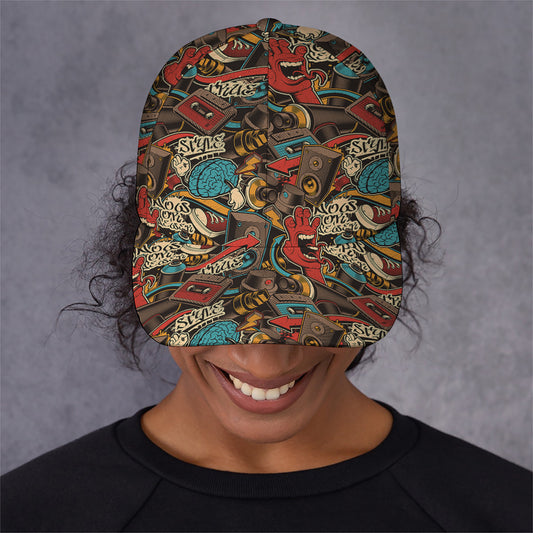 Retro Graffiti Pattern Print Baseball Cap