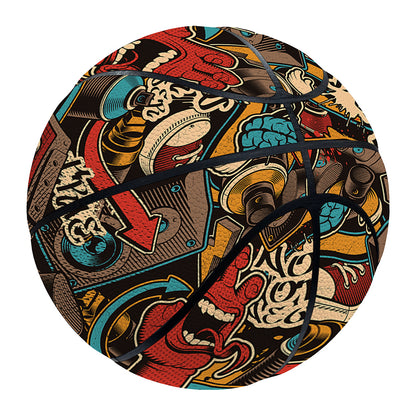 Retro Graffiti Pattern Print Basketball
