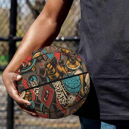 Retro Graffiti Pattern Print Basketball