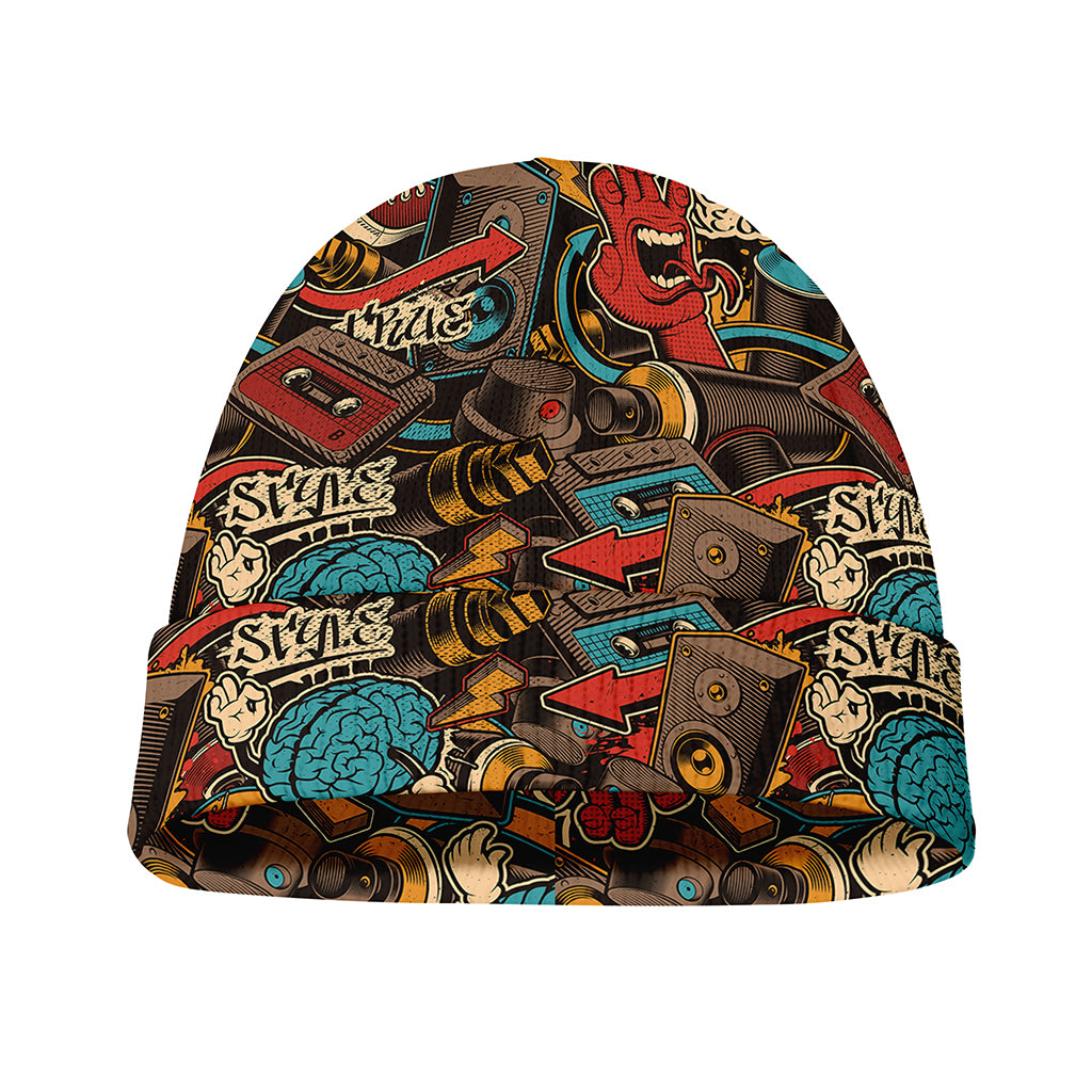 Retro Graffiti Pattern Print Beanie