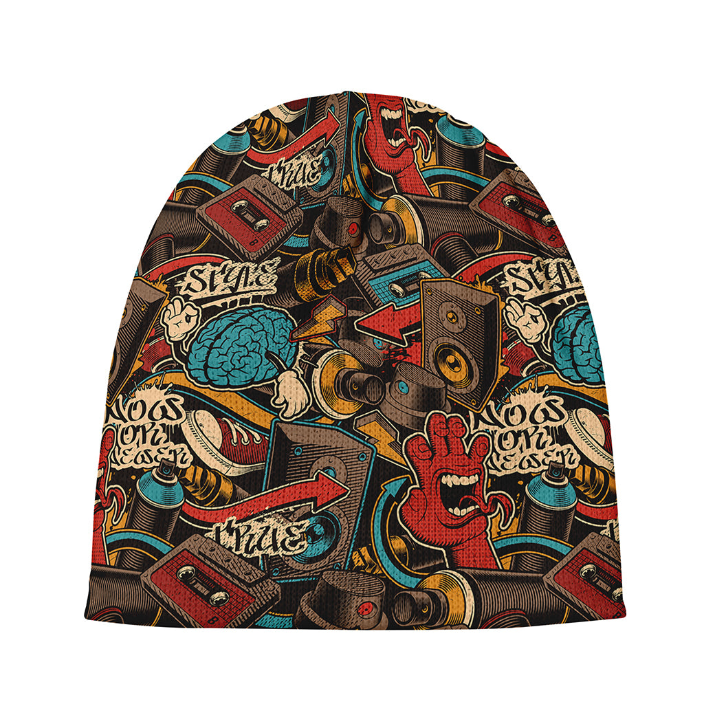 Retro Graffiti Pattern Print Beanie