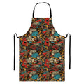 Retro Graffiti Pattern Print Bib Apron With Pocket
