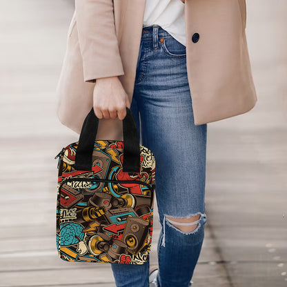Retro Graffiti Pattern Print Bible Tote Bag