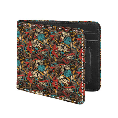 Retro Graffiti Pattern Print Bifold Wallet