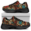 Retro Graffiti Pattern Print Black Chunky Shoes