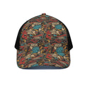 Retro Graffiti Pattern Print Black Mesh Trucker Hat