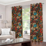 Retro Graffiti Pattern Print Blackout Grommet Curtains