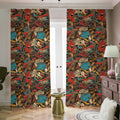 Retro Graffiti Pattern Print Dimout Pencil Pleat Curtains