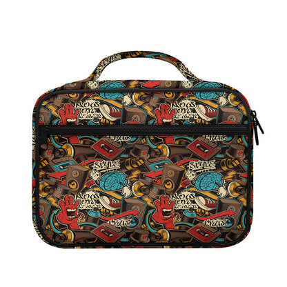 Retro Graffiti Pattern Print Briefcase Bible Bag
