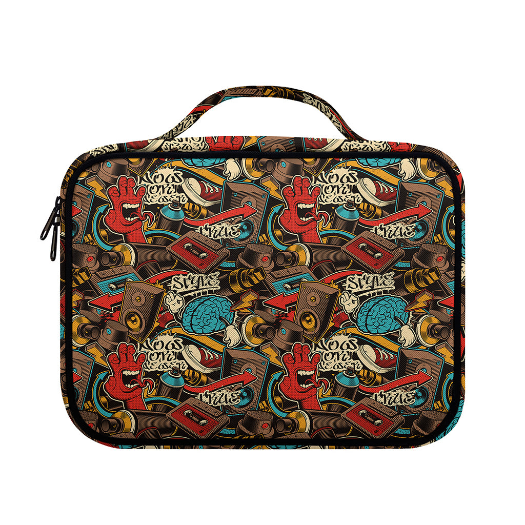Retro Graffiti Pattern Print Briefcase Bible Bag