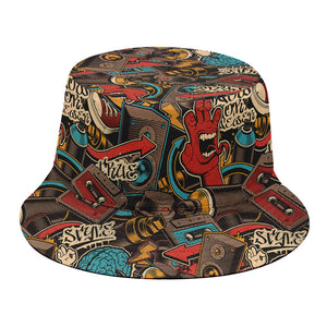 Retro Graffiti Pattern Print Bucket Hat