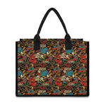 Retro Graffiti Pattern Print Canvas Tote Bag