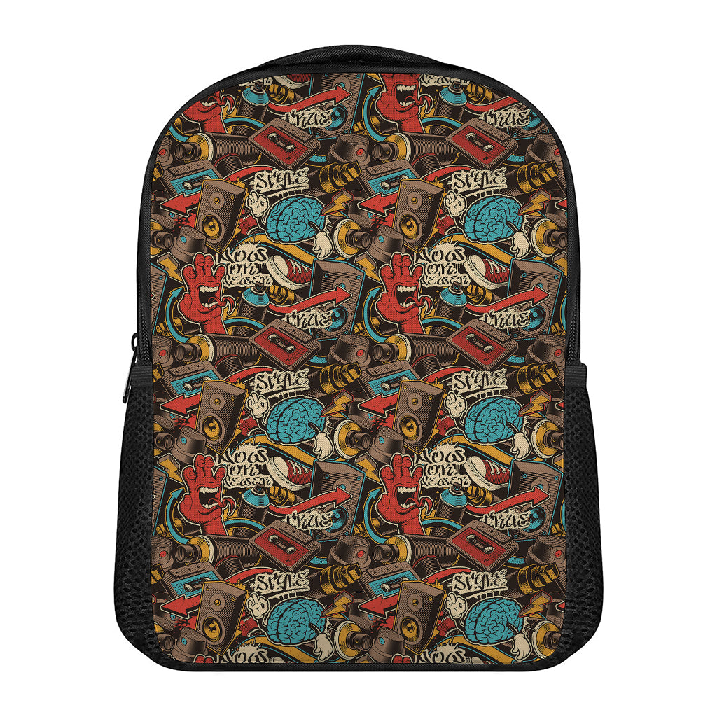 Retro Graffiti Pattern Print Casual Backpack