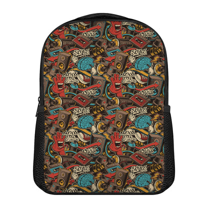 Retro Graffiti Pattern Print Casual Backpack