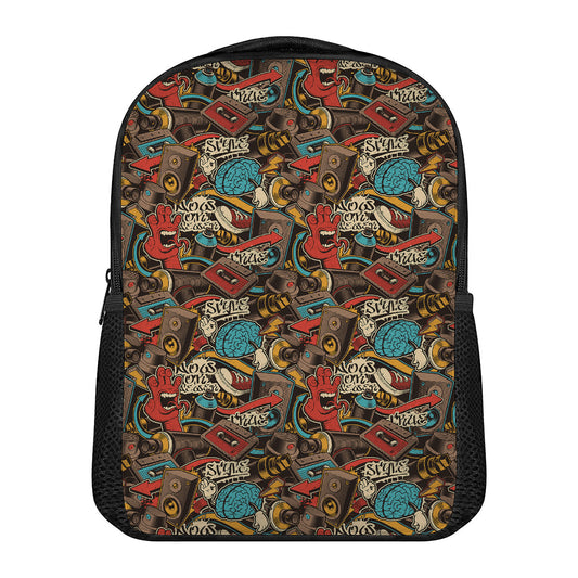 Retro Graffiti Pattern Print Casual Backpack