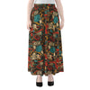 Retro Graffiti Pattern Print Chiffon Maxi Skirt