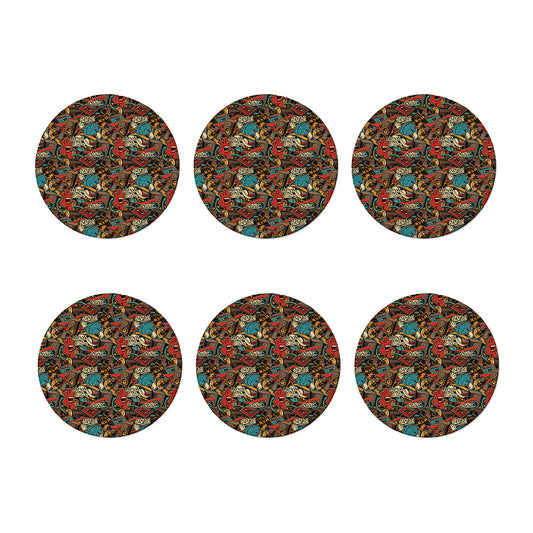 Retro Graffiti Pattern Print Coaster Set