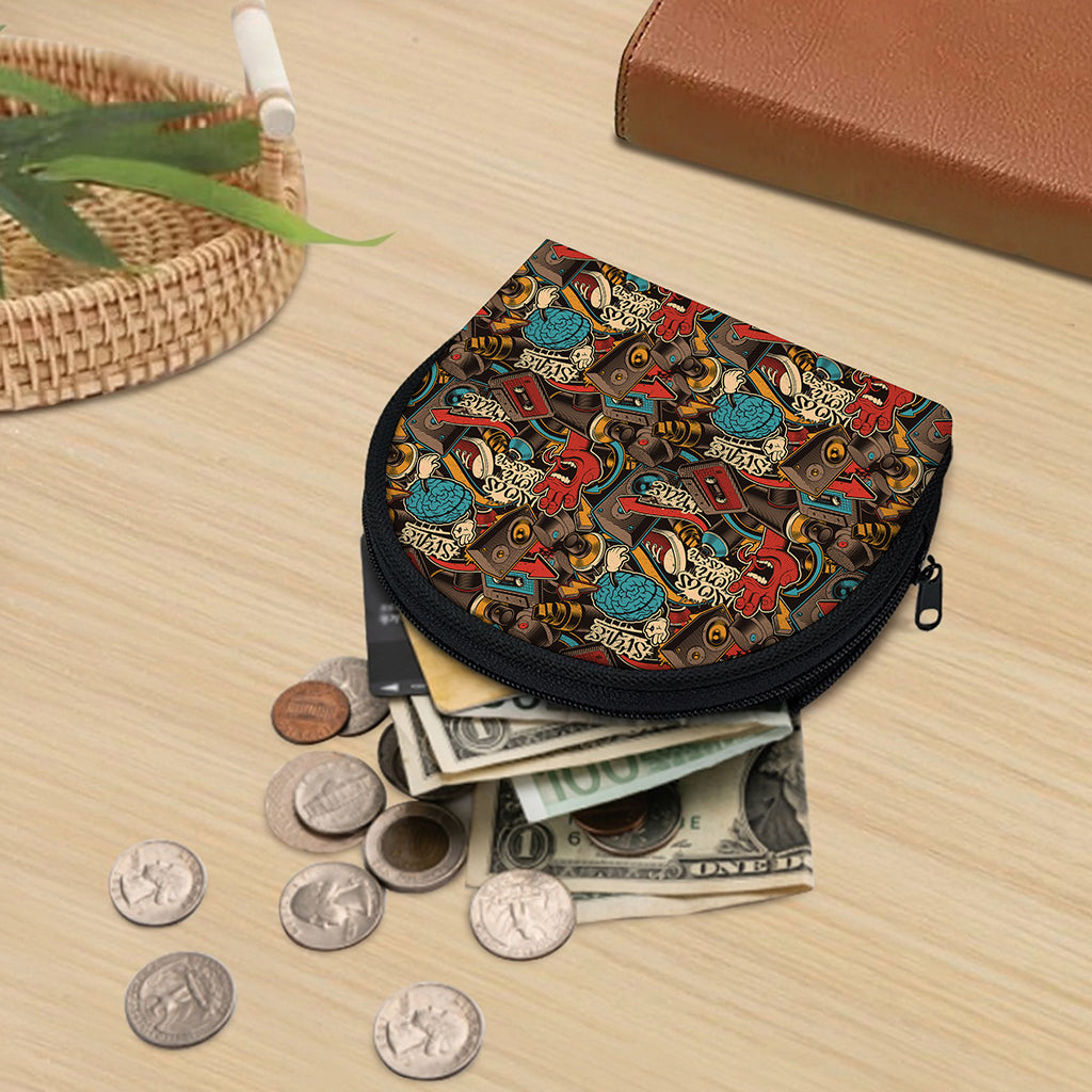 Retro Graffiti Pattern Print Coin Purse