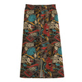 Retro Graffiti Pattern Print Cotton Front Slit Maxi Skirt
