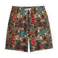 Retro Graffiti Pattern Print Cotton Shorts