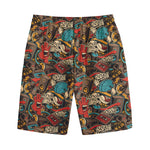 Retro Graffiti Pattern Print Cotton Shorts