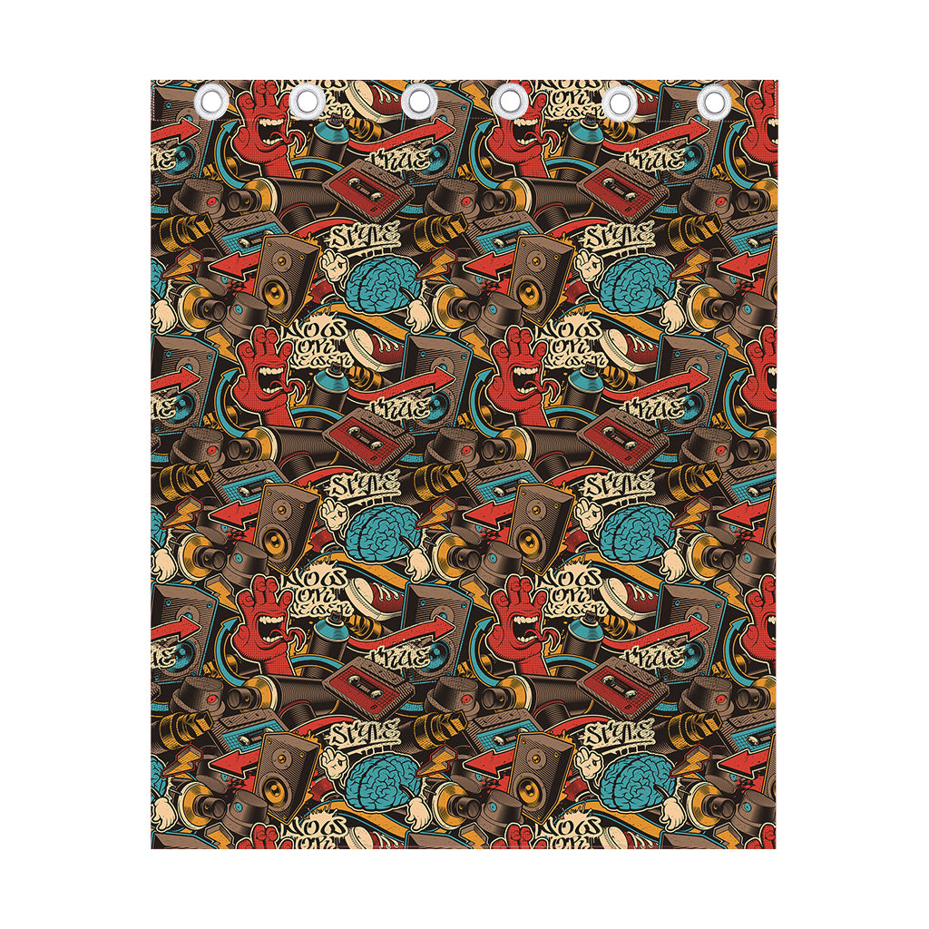 Retro Graffiti Pattern Print Curtain