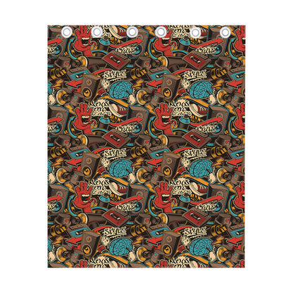 Retro Graffiti Pattern Print Curtain