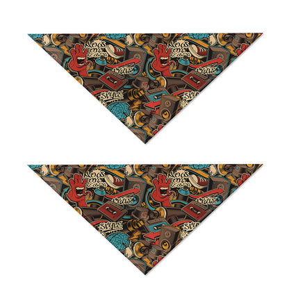 Retro Graffiti Pattern Print Dog Bandana