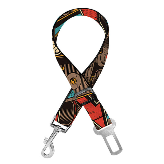 Retro Graffiti Pattern Print Dog Seat Belt