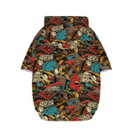 Retro Graffiti Pattern Print Dog Zip Up Hoodie