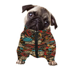 Retro Graffiti Pattern Print Dog Zip Up Jacket