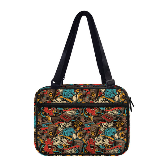 Retro Graffiti Pattern Print Double Strap Bible Bag