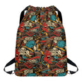 Retro Graffiti Pattern Print Drawstring Backpack