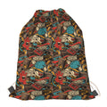 Retro Graffiti Pattern Print Drawstring Bag